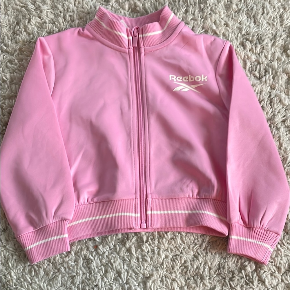 Reebok Pink Coverup Jacket with Zipper and Ribbed Cuffs